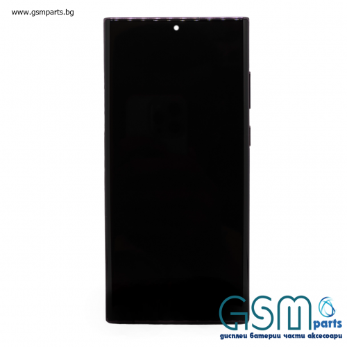 Оригинален Дисплей + Тъч Скрийн + Рамка за Samsung Galaxy S22 Ultra - Service Pack - Burgundy/Лилав