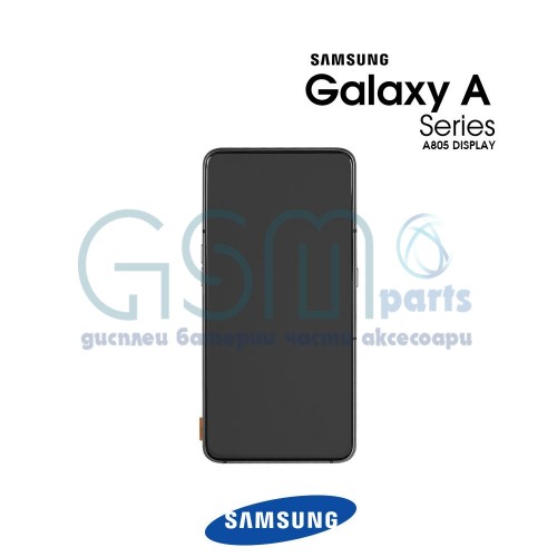 Оригинален Дисплей + Тъч Скрийн + Рамка за Samsung Galaxy A80 - Service Pack - Black/Черен