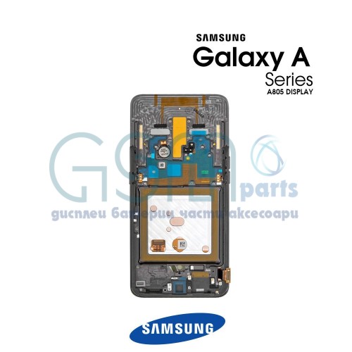 Оригинален Дисплей + Тъч Скрийн + Рамка за Samsung Galaxy A80 - Service Pack - Black/Черен