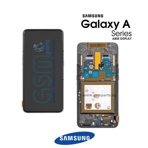 Оригинален Дисплей + Тъч Скрийн + Рамка за Samsung Galaxy A80 - Service Pack - Black/Черен