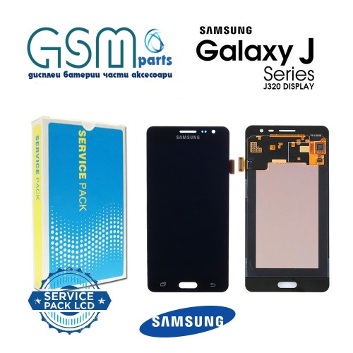 Оригинален Дисплей + Тъч Скрийн за Samsung Galaxy J3 2016 - Service Pack - (Черен)