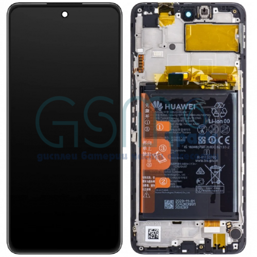Оригинален Дисплей + Рамка + Батерия за Huawei Y7a - Service Pack -
