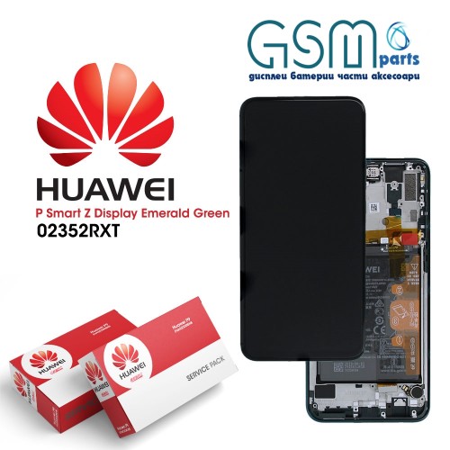 Оригинален Дисплей + Тъч Скрийн + Рамка + Батерия за Huawei P Smart Z - Service Pack - Blue/Син