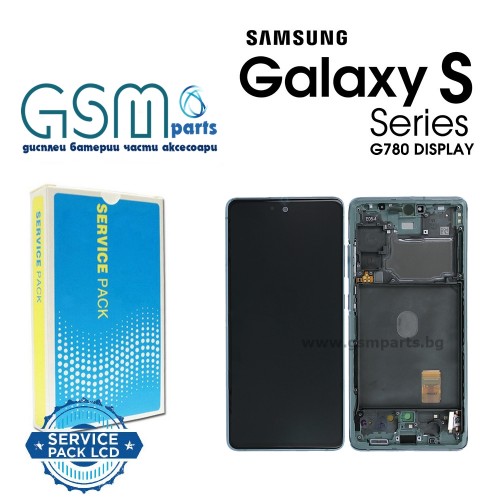 Оригинален Дисплей + Рамка за Samsung Galaxy S20 FE - Service Pack - цвят рамка: Зелен (Cloud Mint Green)