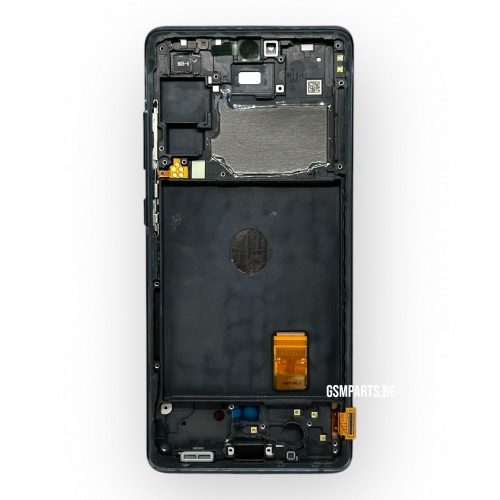 Оригинален Дисплей + Рамка за Samsung Galaxy S20 FE - Service Pack - цвят рамка: Син/Черен (Cloud Navy Blue/BLACK)