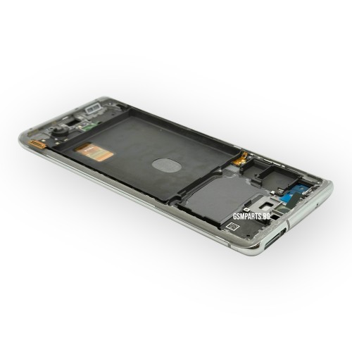 Оригинален Дисплей + Тъч Скрийн + Рамка за Samsung Galaxy S20 FE - Service Pack - Cloud White / Бял