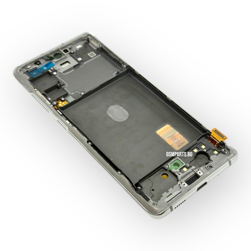 Оригинален Дисплей + Тъч Скрийн + Рамка за Samsung Galaxy S20 FE - Service Pack - Cloud White / Бял