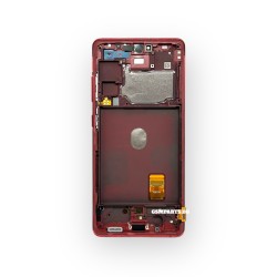 Оригинален Дисплей + Рамка за Samsung Galaxy S20 FE - Service Pack - цвят рамка: Червен (Cloud Red)