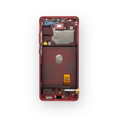 Оригинален Дисплей + Рамка за Samsung Galaxy S20 FE - Service Pack - цвят рамка: Червен (Cloud Red)