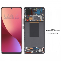 Оригинален дисплей + Рамка за Xiaomi 12 Pro (2022) BLACK / DARK TARNISH LCD - Service Pack - Черен