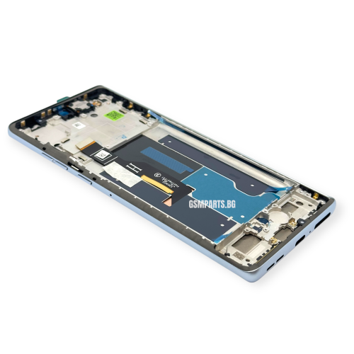 Оригинален Дисплей + Тъч Скрийн + Рамка за Motorola Edge 50 Fusion - Service Pack - Blue/Син