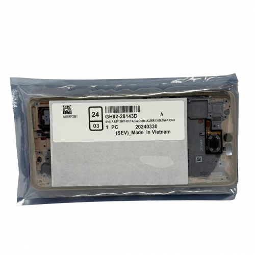 Оригинален Дисплей + Тъч Скрийн + Рамка за Samsung Galaxy A33 5G - Service Pack - Gold/Златист