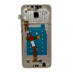 Дисплей + Тъч Скрийн + Рамка за Huawei Mate 20 Lite - Service Pack Box - Gold/Златист