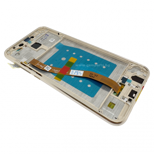 Дисплей + Тъч Скрийн + Рамка за Huawei Mate 20 Lite - Service Pack Box - Gold/Златист