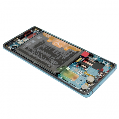 Оригинален Дисплей + Тъч Скрийн + Рамка + Батерия за Huawei P30 Pro - Service Pack - Aurora Blue / Син
