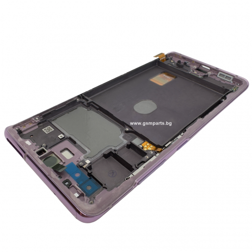 Оригинален Дисплей + Тъч Скрийн + Рамка за Samsung Galaxy S20 FE - Service Pack - цвят рамка: Лилав (Cloud Lavender)