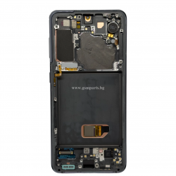 Оригинален Дисплей + Тъч Скрийн + Рамка за Samsung Galaxy S21 - Service Pack - Gray/Сив (Черен)