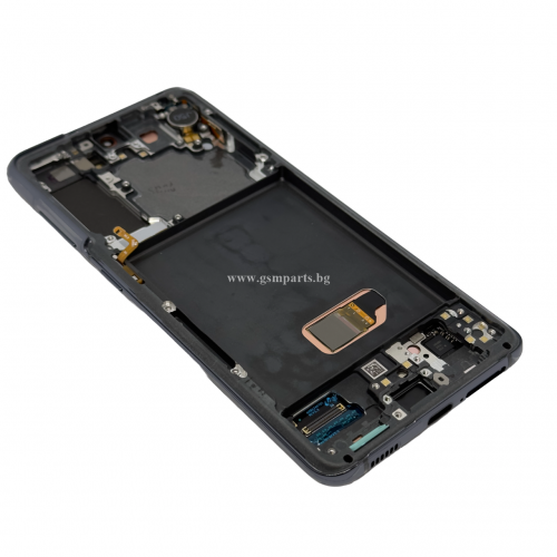 Оригинален Дисплей + Тъч Скрийн + Рамка за Samsung Galaxy S21 - Service Pack - Gray/Сив (Черен)