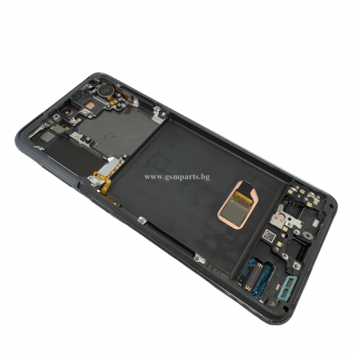 Оригинален Дисплей + Тъч Скрийн + Рамка за Samsung Galaxy S21 - Service Pack - Gray/Сив (Черен)