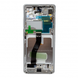 Оригинален Дисплей + Тъч Скрийн + Рамка за Samsung Galaxy S21 Ultra - Service Pack - Silver/Сребърен
