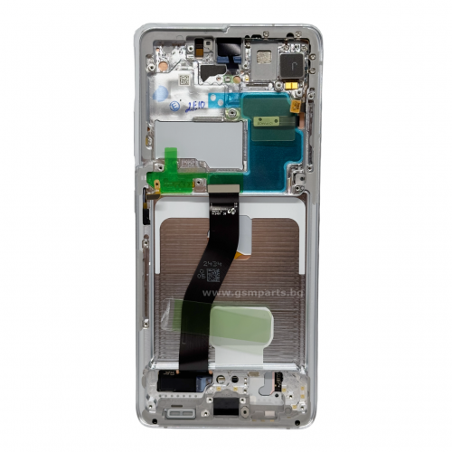 Оригинален Дисплей + Тъч Скрийн + Рамка за Samsung Galaxy S21 Ultra - Service Pack - Silver/Сребърен