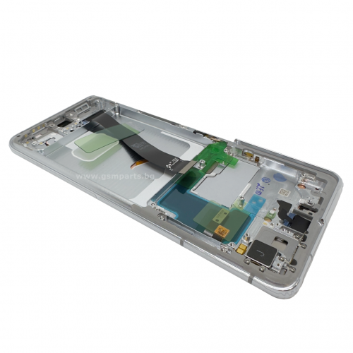 Оригинален Дисплей + Тъч Скрийн + Рамка за Samsung Galaxy S21 Ultra - Service Pack - Silver/Сребърен