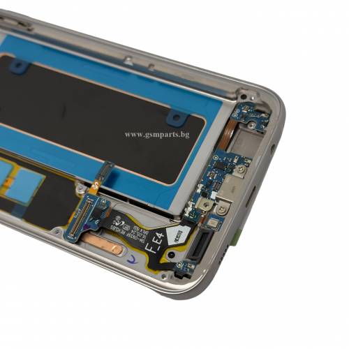 Оригинален Дисплей + Тъч Скрийн + Рамка за Samsung Galaxy S7 Edge - Service Pack - Gold/Златист