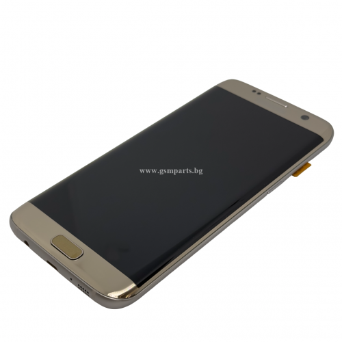 Оригинален Дисплей + Тъч Скрийн + Рамка за Samsung Galaxy S7 Edge - Service Pack - Gold/Златист