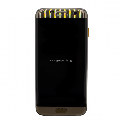 Оригинален Дисплей + Тъч Скрийн + Рамка за Samsung Galaxy S7 Edge - Service Pack - Gold/Златист