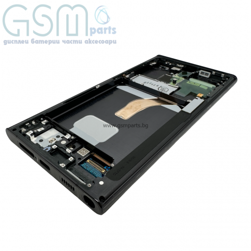 Оригинален Дисплей + Тъч Скрийн + Рамка за Samsung Galaxy S22 Ultra - Service Pack - Black/Черен