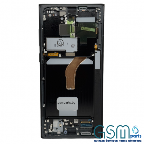 Оригинален Дисплей + Тъч Скрийн + Рамка за Samsung Galaxy S22 Ultra - Service Pack - Graphite/Графит