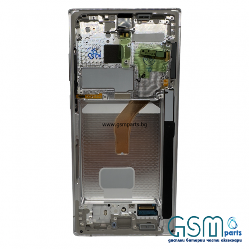 Оригинален Дисплей + Тъч Скрийн + Рамка за Samsung Galaxy S22 Ultra - Service Pack - White/Бял