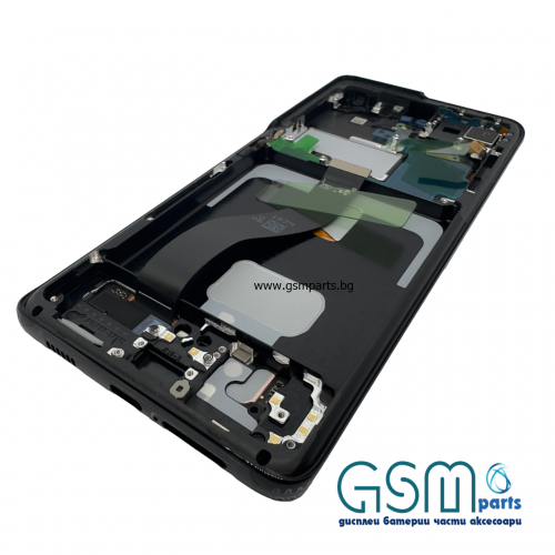 Оригинален Дисплей + Тъч Скрийн + Рамка за Samsung Galaxy S21 Ultra - Service Pack - Черен/Black