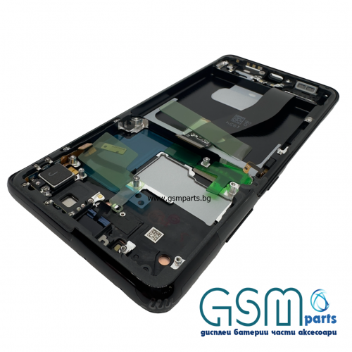 Оригинален Дисплей + Тъч Скрийн + Рамка за Samsung Galaxy S21 Ultra - Service Pack - Черен/Black