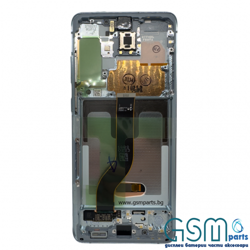 Оригинален Дисплей + Тъч Скрийн + Рамка за Samsung Galaxy S20 Plus - Service Pack - Син/Blue Cloud