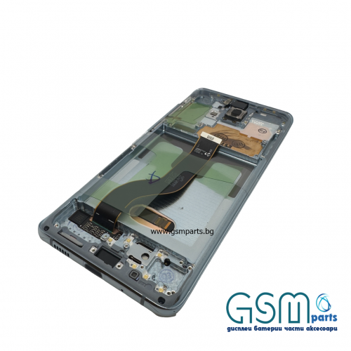 Оригинален Дисплей + Тъч Скрийн + Рамка за Samsung Galaxy S20 Plus - Service Pack - Син/Blue Cloud