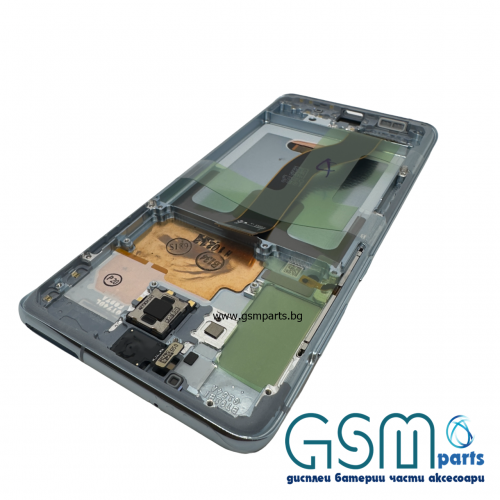 Оригинален Дисплей + Тъч Скрийн + Рамка за Samsung Galaxy S20 Plus - Service Pack - Син/Blue Cloud