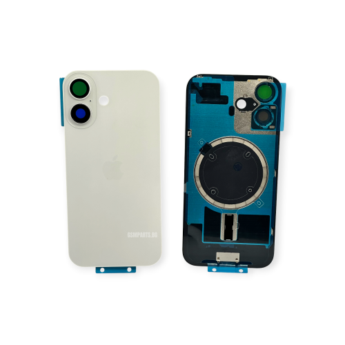 Оборудван Заден капак / Задно стъкло за iPhone 16 - White/Бял