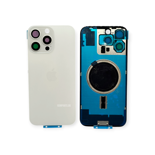 Оборудван Заден капак / Задно стъкло за iPhone 16 Pro Max - White/Бял