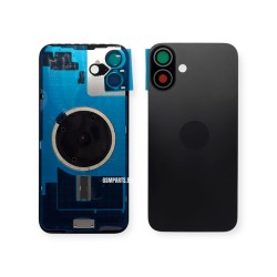 Оборудван Заден капак / Задно стъкло за iPhone 16 - Black/Черен